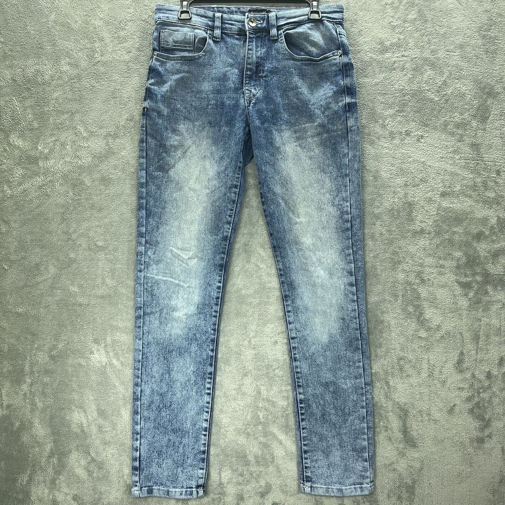 Southpole Men’s Jeans 32 Blue Skinny Stretch Low Rise Acid Wash Measures 31x31
